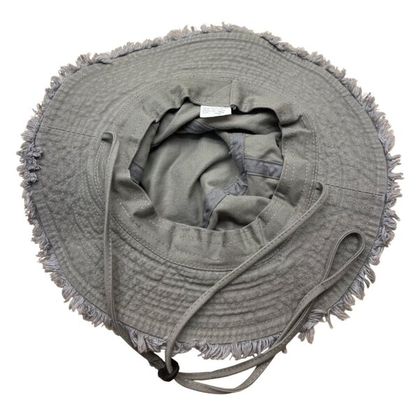 Royal Headware Frayed Edge Gray Black Bucket Hat Boonie Pocket Detail Sz 59 M - Picture 7 of 8